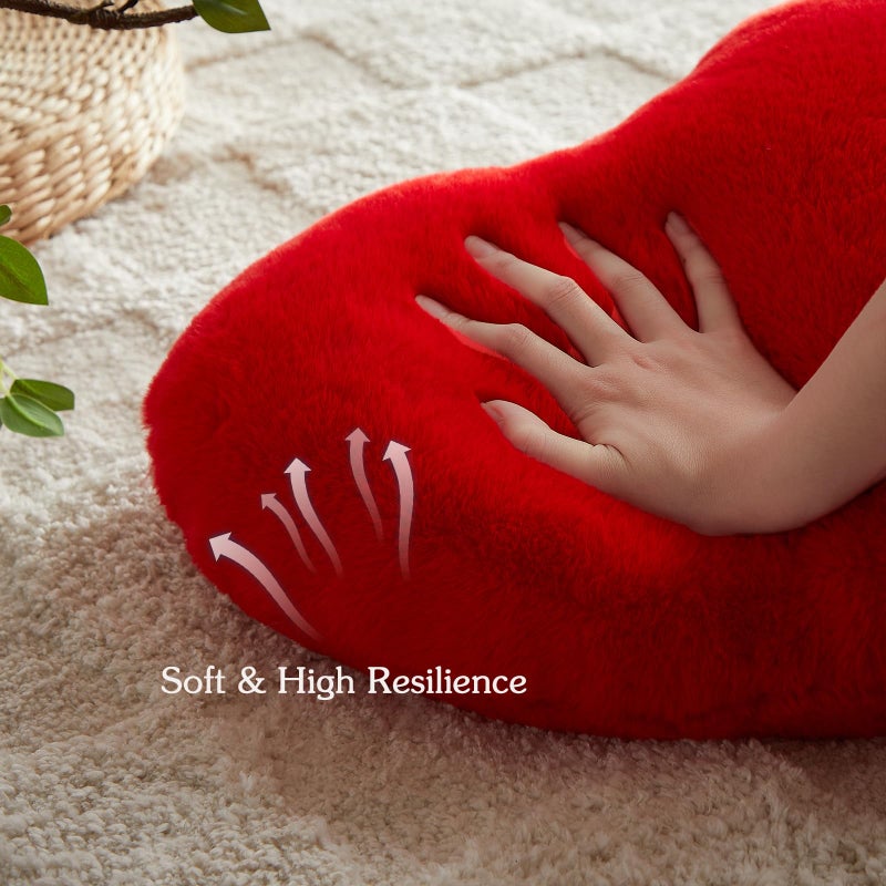 EastTree Heart Pillows  Red Heart Shaped Pillows  Ultra Soft Extra-Large Fluffy Pillows  Love Throw Pillows Gifts  Women Girls Living Room Decor 15x18 Inch - Image 5