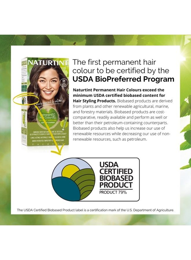 NATURTINT صبغة شعر دائمة 5N بني كستنائي فاتح (عبوة من 1)، خالية من الأمونيا، نباتية، خالية من التجارب على الحيوانات، تغطية تصل إلى 100% للشعر الرمادي، نتائج تدوم طويلاً - Image 3