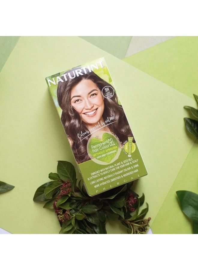NATURTINT صبغة شعر دائمة 5N بني كستنائي فاتح (عبوة من 1)، خالية من الأمونيا، نباتية، خالية من التجارب على الحيوانات، تغطية تصل إلى 100% للشعر الرمادي، نتائج تدوم طويلاً - Image 2
