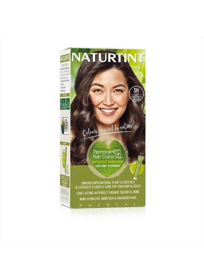 NATURTINT صبغة شعر دائمة 5N بني كستنائي فاتح (عبوة من 1)، خالية من الأمونيا، نباتية، خالية من التجارب على الحيوانات، تغطية تصل إلى 100% للشعر الرمادي، نتائج تدوم طويلاً - Image 1
