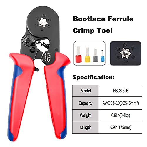 Flytuo Hexagonal Crimping Tool, AWG23-10 HSC8 6-6 Self-adjusting Ratchet Wire Ferrule Crimper Plier for Wire Terminals Cables End-sleeves - Image 2
