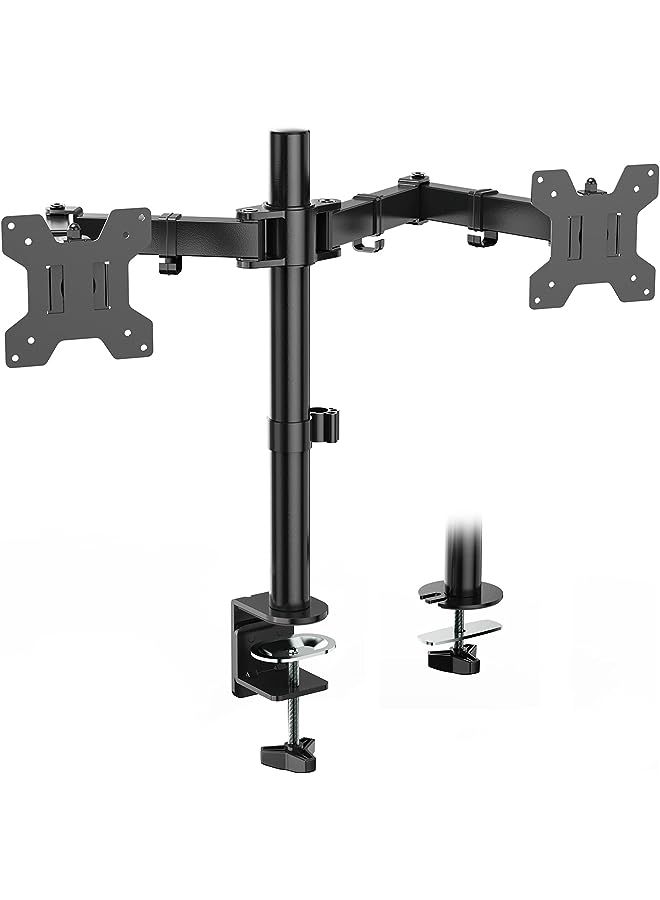 WALI Dual Monitor Mount, Monitor Arm Fits 2 Screens up to 27 inch, Dual Monitor Stand for Desk 22 lbs Weight Capacity per Arm Fully Adjustable Designed for Home Office (M002), Black - Image 1