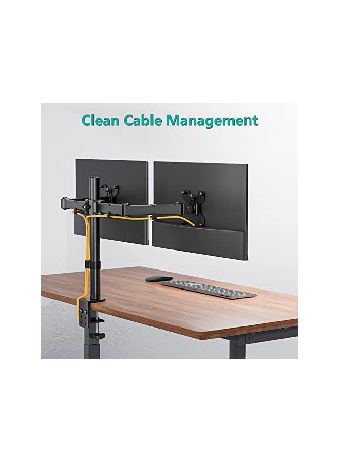 WALI Dual Monitor Mount, Monitor Arm Fits 2 Screens up to 27 inch, Dual Monitor Stand for Desk 22 lbs Weight Capacity per Arm Fully Adjustable Designed for Home Office (M002), Black - Image 5