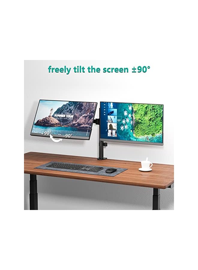 WALI Dual Monitor Mount, Monitor Arm Fits 2 Screens up to 27 inch, Dual Monitor Stand for Desk 22 lbs Weight Capacity per Arm Fully Adjustable Designed for Home Office (M002), Black - Image 3