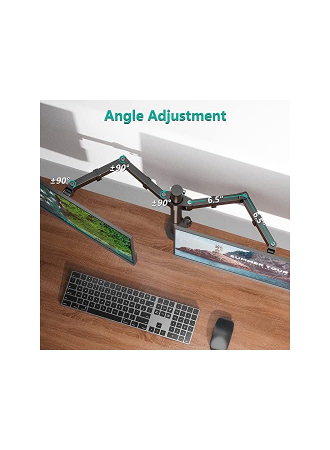 WALI Dual Monitor Mount, Monitor Arm Fits 2 Screens up to 27 inch, Dual Monitor Stand for Desk 22 lbs Weight Capacity per Arm Fully Adjustable Designed for Home Office (M002), Black - Image 4