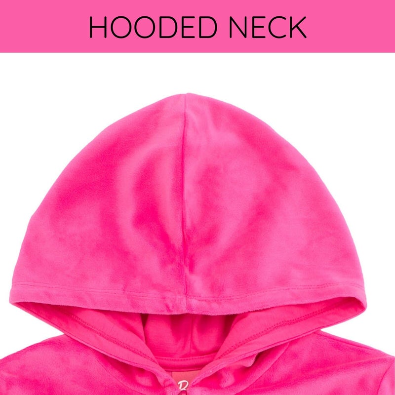 Barbie Little Girls Velour Zip Up Hoodie Pants Outfit Set Pink 6 - Image 5