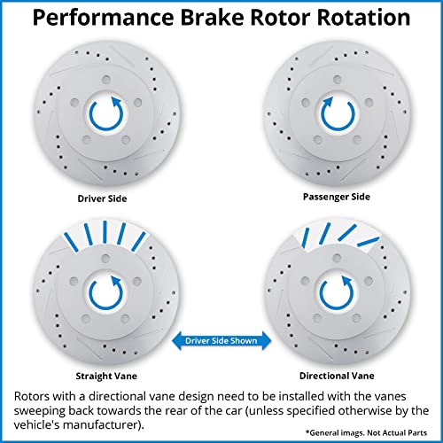 TRQ Front Performance Brake Rotors Set Vented Premium G-Coated Cross Drilled & Slotted Compatible with 1987-1993 Ford Mustang - Image 3