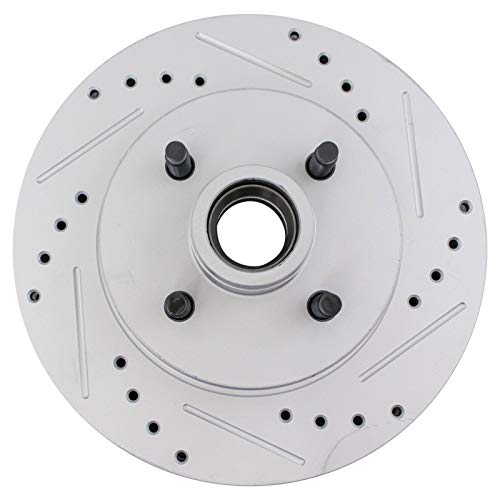 TRQ Front Performance Brake Rotors Set Vented Premium G-Coated Cross Drilled & Slotted Compatible with 1987-1993 Ford Mustang - Image 5