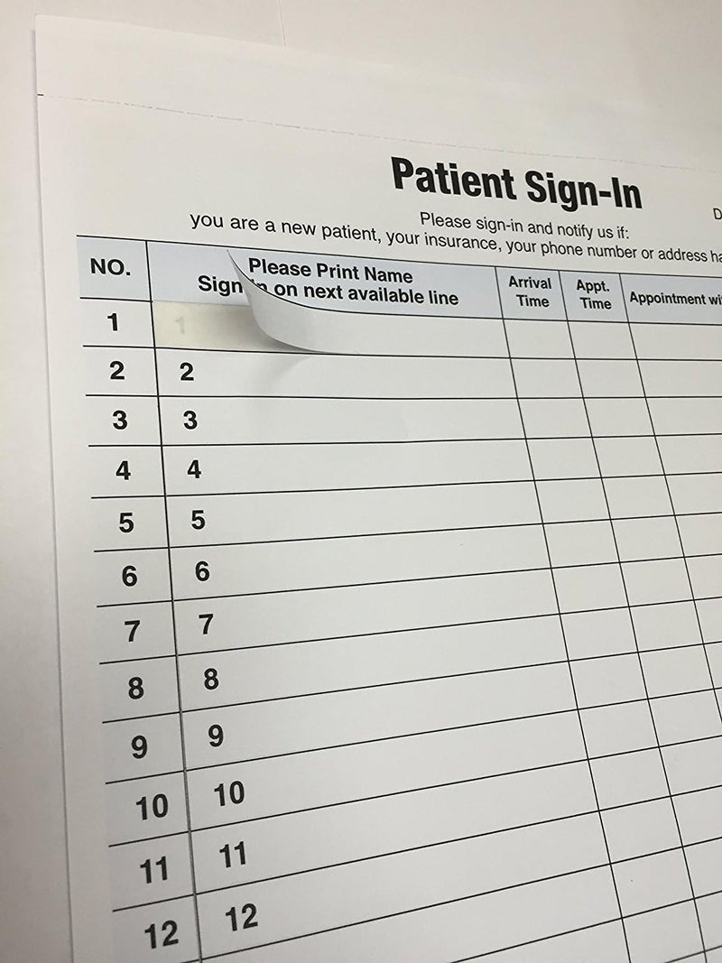 Park Forms USA ABC Self Adhesive Patient Sign-in Sheet, 8 1/2" x 11 5/8", Blue, Peel Off Sign in Sheets, (100 Sheets) - Image 2