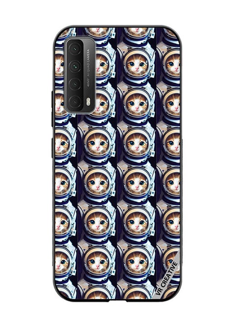 Protective Case Cover For Huawei Y7a Cat Face Inside Astronauts Helmet Pattern Design Multicolour