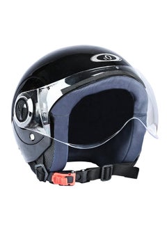 O2 O2 Open Face / Half face Helmet Unisex for Bike Women Men ISI Certified with Clear Visor Metallic Smooth Finish Lightweight & Compact (Black, 580mm Medium)  - Image 1