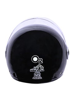O2 O2 Open Face / Half face Helmet Unisex for Bike Women Men ISI Certified with Clear Visor Metallic Smooth Finish Lightweight & Compact (Black, 580mm Medium)  - Image 2