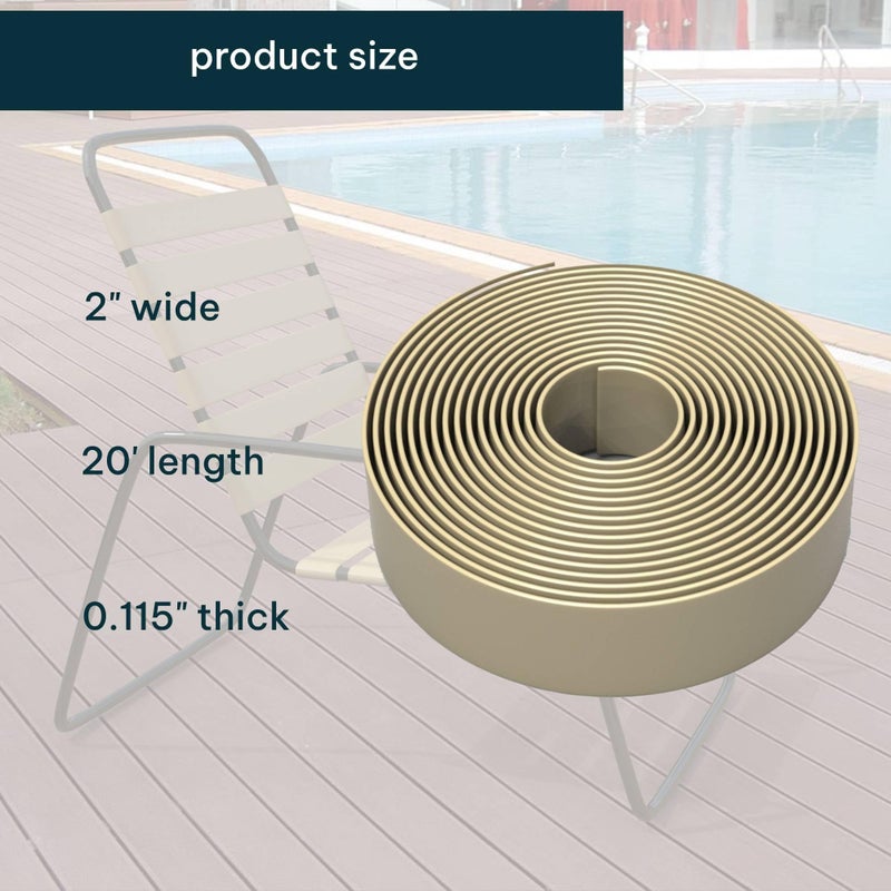 KOMORAX 2 Inch Wide, 20ft Long Vinyl Strap - Replacement Straps for Patio Chairs - Vinyl Strapping for Patio Furniture Repair - Durable Seat Repair Kit for Lawn Chairs, Outdoor Furniture (Driftwood) - Image 3