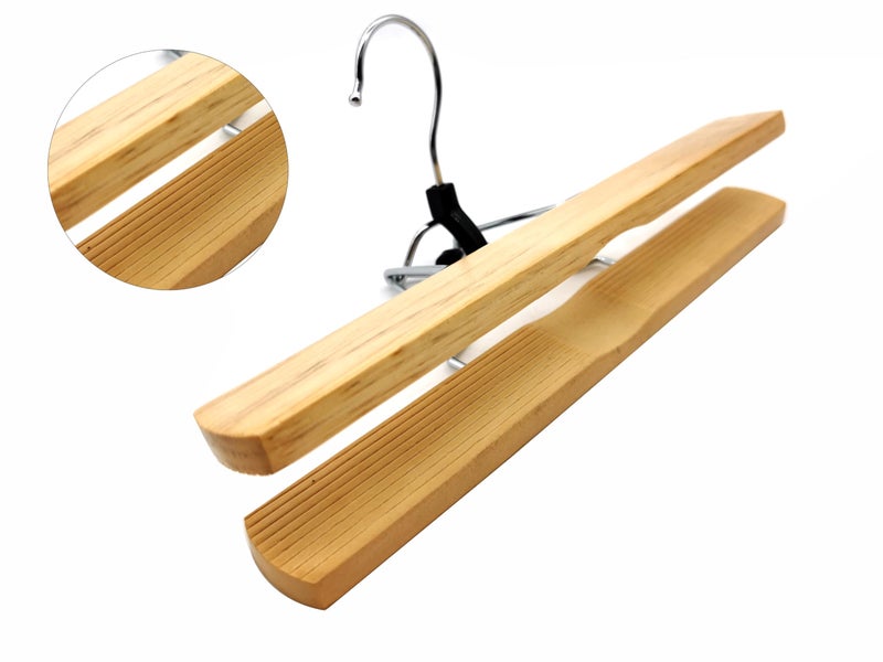Richards Wooden Pants Hangers - Wood Skirt Hangers - 6 Pack - for Men Shorts and Pants and Women Dress Clothes - Non Slip Slim Closet Space Saving - Image 2