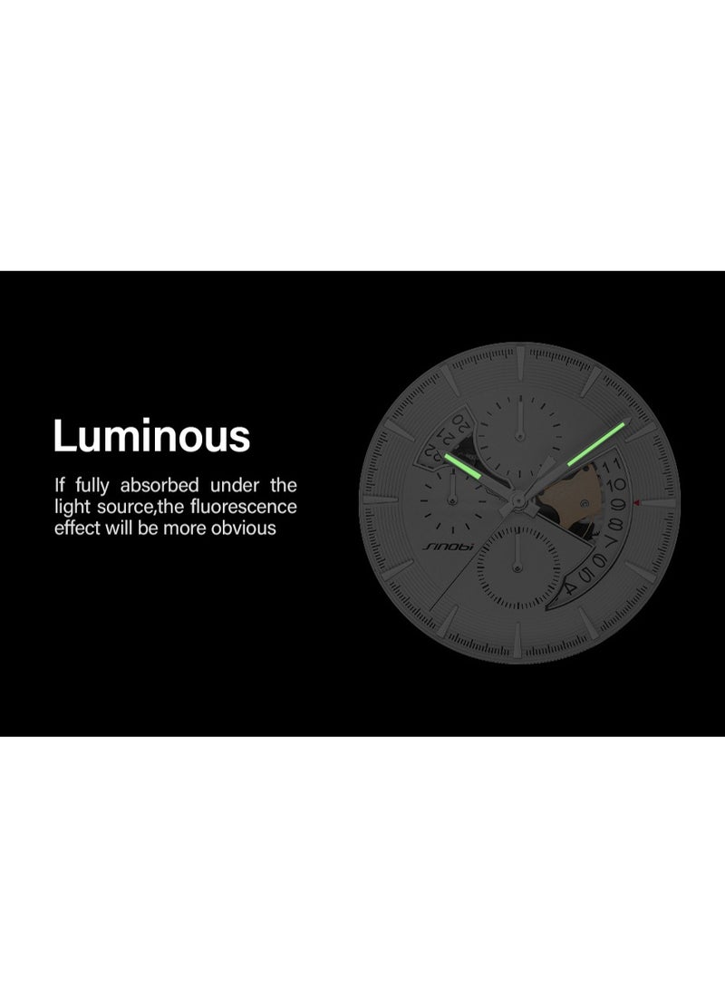 Sinobi Men's Multifunctional Large Dial Calendar Quartz Watch (Silver) is the perfect choice for both business and casual wear. - Image 2