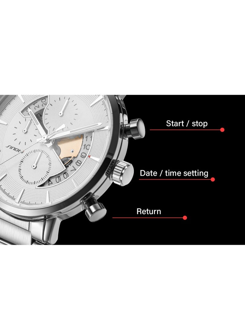 Sinobi Men's Multifunctional Large Dial Calendar Quartz Watch (Silver) is the perfect choice for both business and casual wear. - Image 3