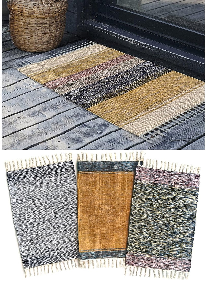 H2H - H2H Cotton Multi Shades and Mixed Design Door Rug - Combo (Multicolour, 40cm X 60cm) - 3Pc and 5Pc - Image 1