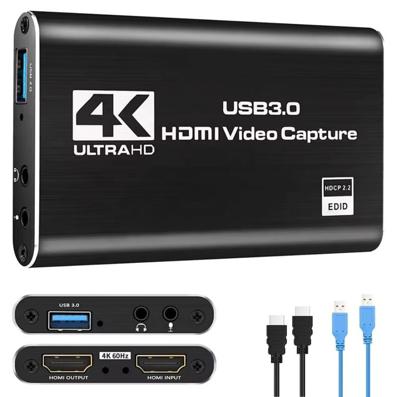 COOLCOLD Capture Card, 4K USB 3.0 HDMI Game Video Capture Card with HDMI Loop-Out 1080P 60FPS Live Streaming Game Recorder Device, Compatible Windows Linux OBS OS X Twitch for PS3 PS4 (Black) - Image 1
