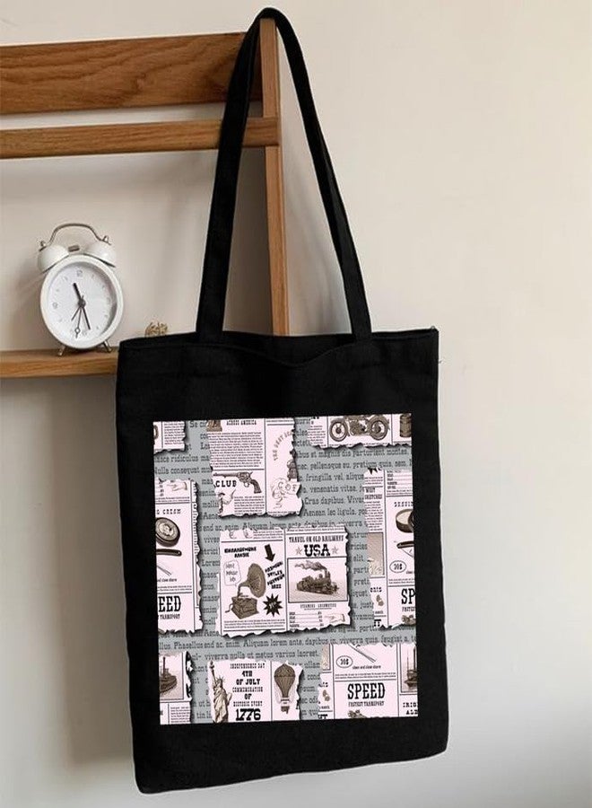 TrendoPrint Large Capacity Aesthetic Tote Bag for Womens & Girls with Zip Closure 15kg weight Capacity (14x16 inches) for College, Office Use and Groceries (TP49) - Image 2