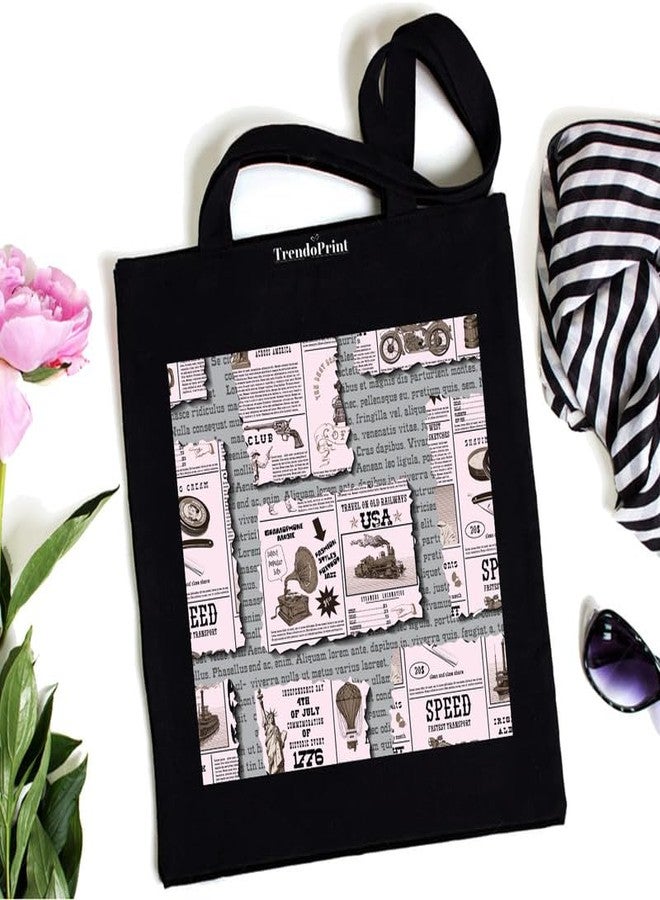 TrendoPrint Large Capacity Aesthetic Tote Bag for Womens & Girls with Zip Closure 15kg weight Capacity (14x16 inches) for College, Office Use and Groceries (TP49) - Image 1
