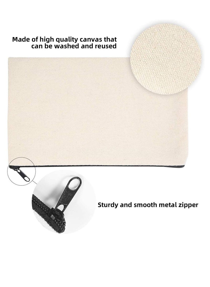 Excefore Makeup Bag, Blank Makeup Bags for DIY Crafts, Canvas Pencil Pouch, lightweight, soft and durable Black Cotton Multipurpose Cosmetic Travel Toiletry Bag with Zipper Bulk 8.5 x 5.5 Inches  - Image 3