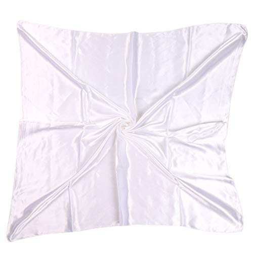 ASUITOFK 35" Womens Large Satin Square Scarf Silk Feeling Hair Wrapping Gift Headscarf Scarves White - Image 1