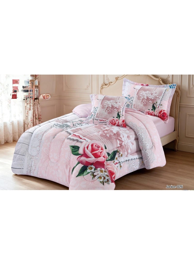 A soft, medium-fill 4-piece children's quilt and bedding set for boys and girls, featuring a modern print and double-sided stitching; soft and breathable.