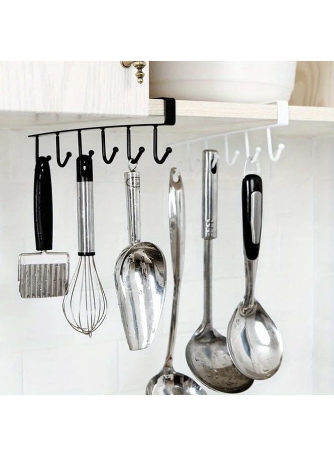 1pc White Wall Mounted Rack 12 Hooks Punch Free Cabinet Cup Holder For Kitchen Storage - Image 4