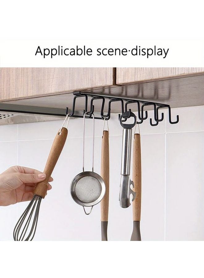 1pc White Wall Mounted Rack 12 Hooks Punch Free Cabinet Cup Holder For Kitchen Storage - Image 2