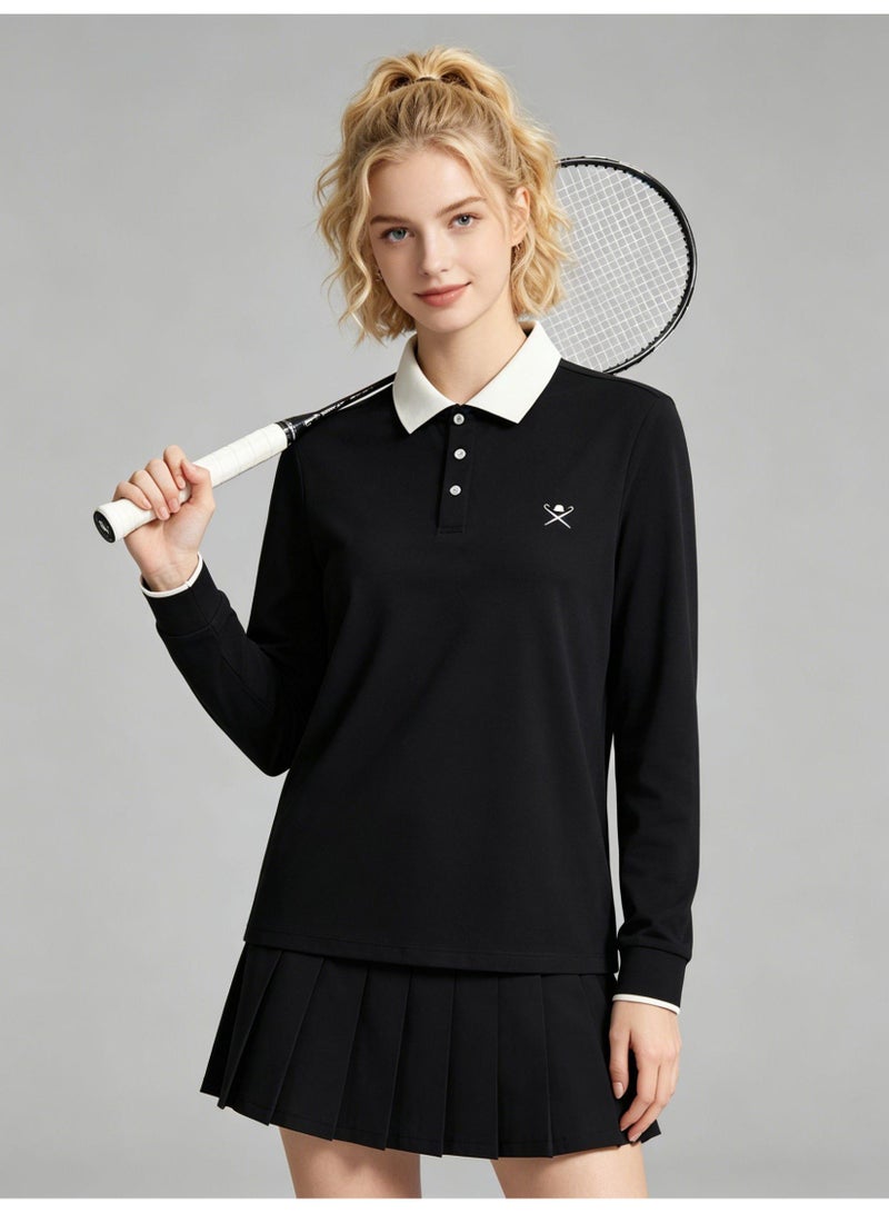 HACKETT LONDON Contrasting Lapel Long Sleeve Polo Shirt Men and Women Spring and Autumn Cotton Casual Bottom Shirt - Image 5