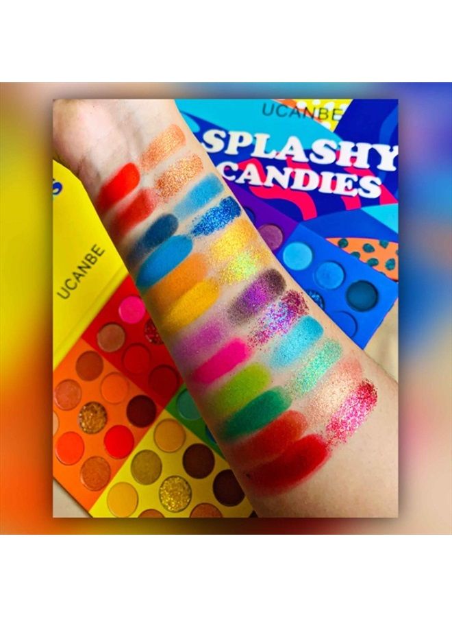 Ucanbe لوحة ظلال العيون 54 لون حلوى ملونة، عالية الصبغة، غير لامعة، لامعة، كريمية ناعمة، لامعة، قوس قزح، بودرة ظلال عيون مشرقة، قابلة للدمج، مقاومة للماء، تدوم طويلاً... - Image 5