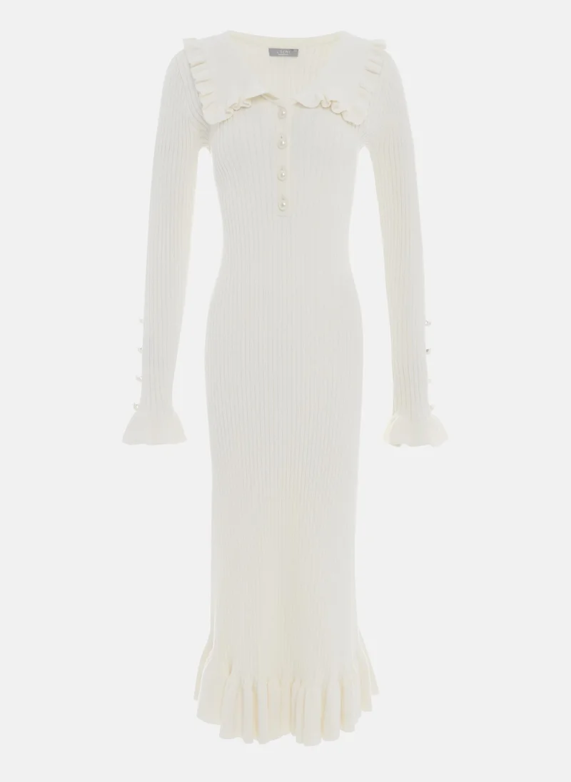 Lichi Knitted midi dress with small ruffles