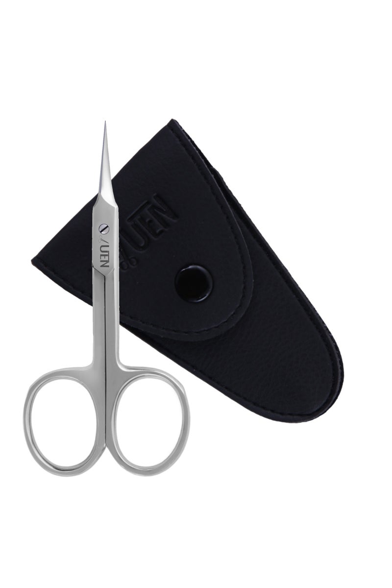 UEN Professional Stainless Steel Cuticle Scissors Extra Fine Curved Blade Pointed Tip, Manicure, Pedicure, Grooming, Trim Eyebrow, Eyelash, Dry Skin, Finger & Toenail Care 3.7 Inches - Image 1