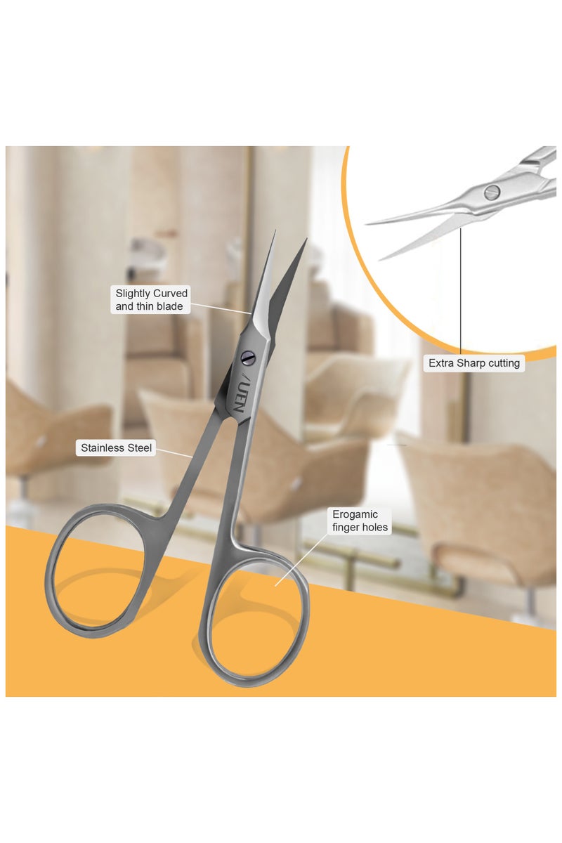 UEN Professional Stainless Steel Cuticle Scissors Extra Fine Curved Blade Pointed Tip, Manicure, Pedicure, Grooming, Trim Eyebrow, Eyelash, Dry Skin, Finger & Toenail Care 3.7 Inches - Image 5