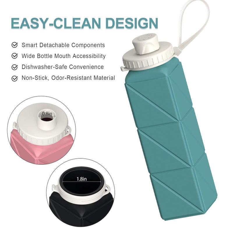 BEAUTAIL Collapsible Water Bottle 610 mL, Silicone Travel Water Bottle - Image 5