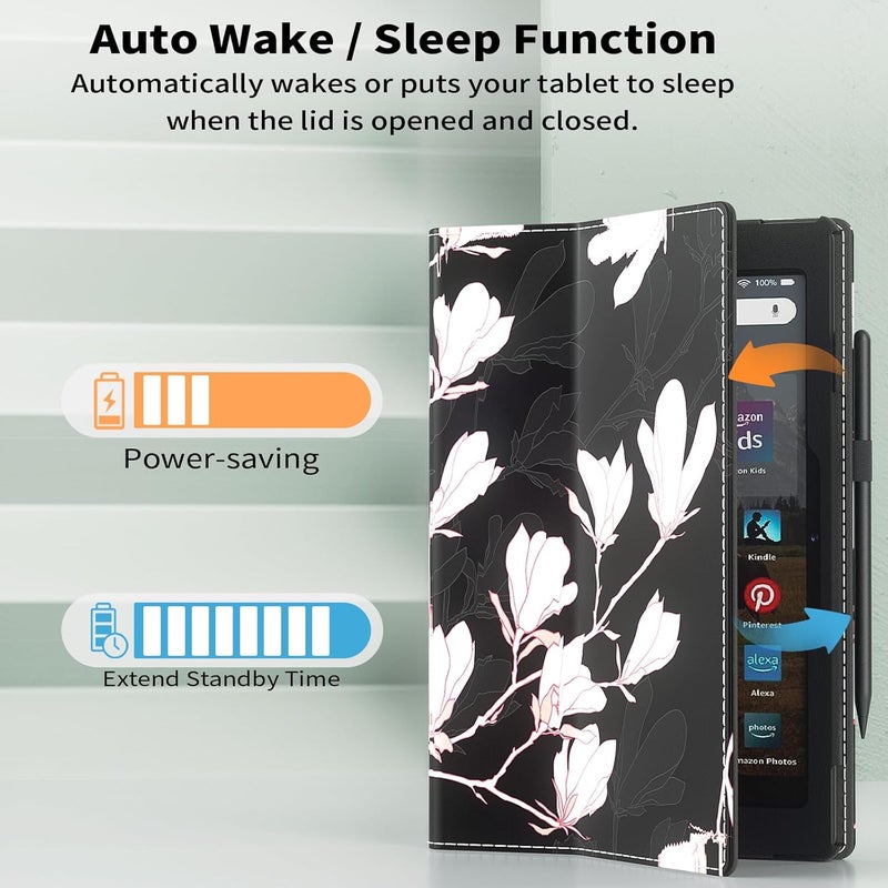 annapro Case for Amazon Kindle Fire HD 10 Tablet (13th/11th Generation, 2023/2021 Release) & Fire HD 10 Plus Tablet - Slim Folding Stand Folio Cover with Auto Wake/Sleep and Hand Strap, Orchid - Image 3