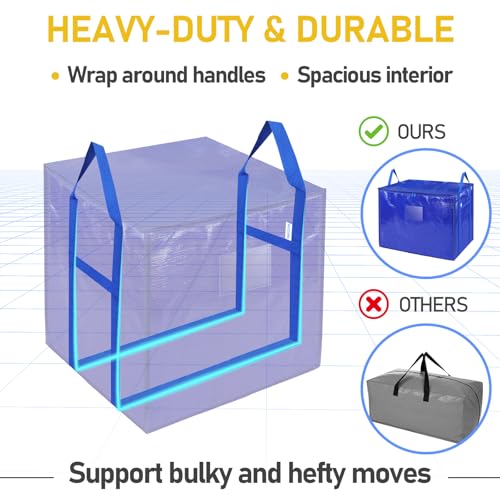 TICONN 2 Pack Extra Large Moving Bags with Zippers & Carrying Handles, Heavy-Duty Storage Tote Moving Boxes for Space Saving (2 PK, 45 Gallon) - Image 3