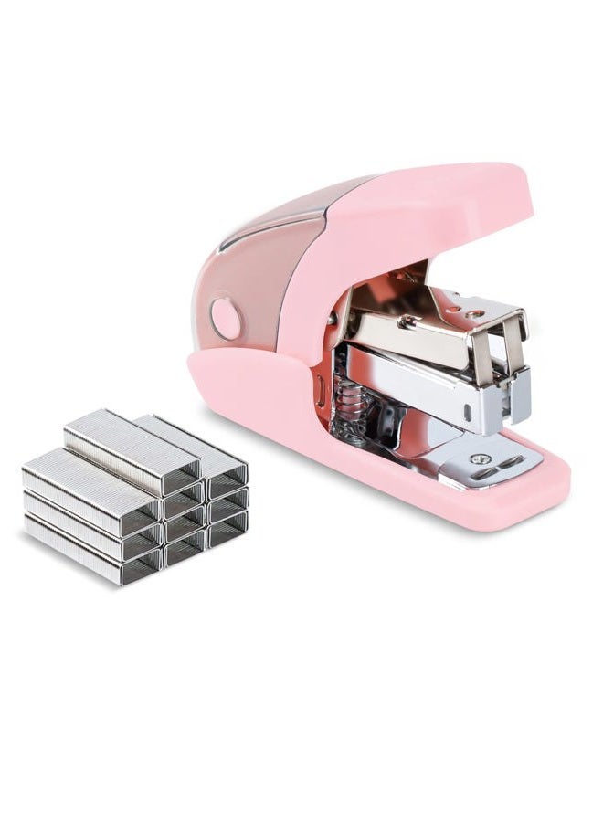 PAPERPAL Effortless Mini Stapler Set, 20 Sheet Capacity, Integrated Remover & Staple Storage, Holds 1/4" Staples, Includes 1000 Staples, Lightweight, Office, School & Daily Use, Pink - Image 1