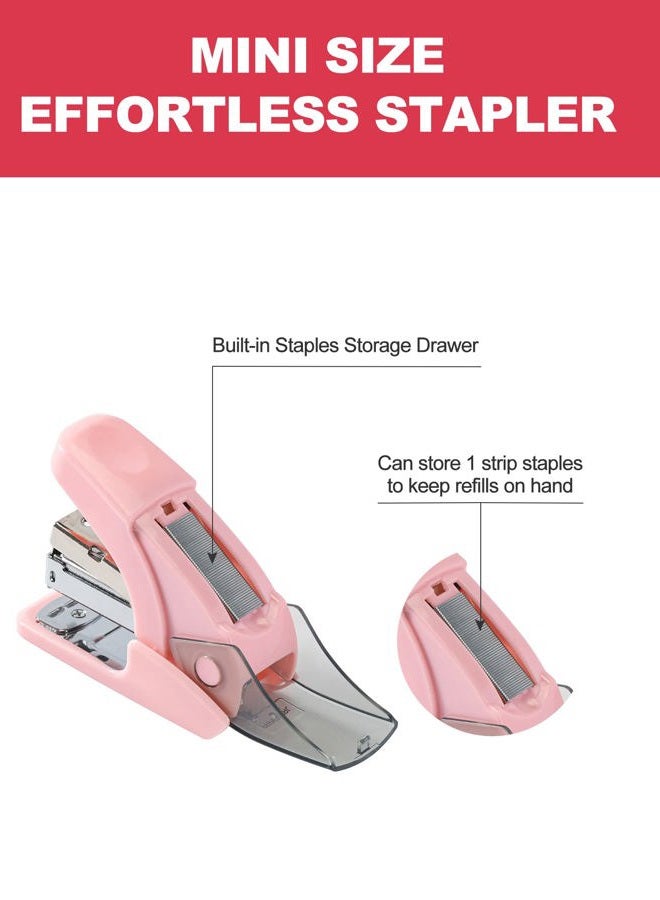 PAPERPAL Effortless Mini Stapler Set, 20 Sheet Capacity, Integrated Remover & Staple Storage, Holds 1/4" Staples, Includes 1000 Staples, Lightweight, Office, School & Daily Use, Pink - Image 3