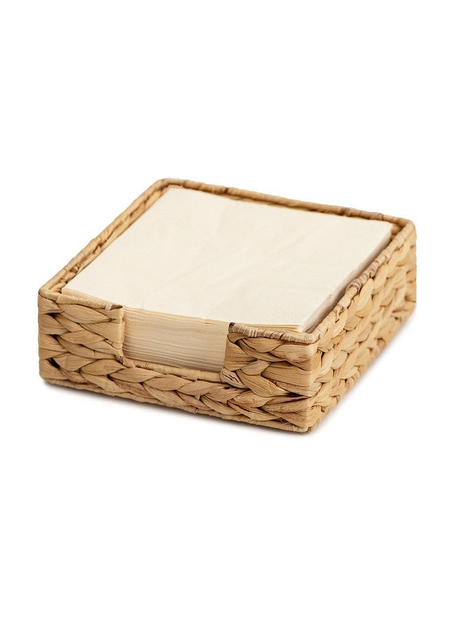 StorageWorks Water Hyacinth Guest Towel Holder for Bathroom, Wicker Napkins Baskets for Dinning Room, Rattan Napkin Holders for Tables, 7 ½"L x 7 ½"W x 2 ¾"H, 1 Pack - Image 1