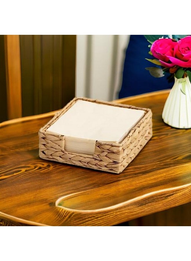 StorageWorks Water Hyacinth Guest Towel Holder for Bathroom, Wicker Napkins Baskets for Dinning Room, Rattan Napkin Holders for Tables, 7 ½"L x 7 ½"W x 2 ¾"H, 1 Pack - Image 5