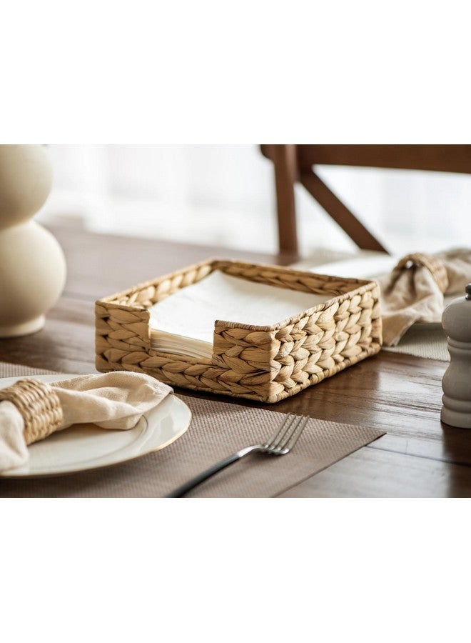 StorageWorks Water Hyacinth Guest Towel Holder for Bathroom, Wicker Napkins Baskets for Dinning Room, Rattan Napkin Holders for Tables, 7 ½"L x 7 ½"W x 2 ¾"H, 1 Pack - Image 3
