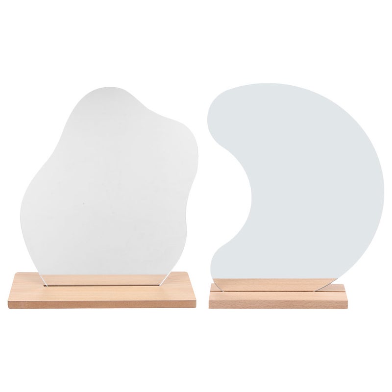 4 pcs Makeup Mirrors Desktop Frameless Mirrors Cosmetic Mirrors with Base - Image 1