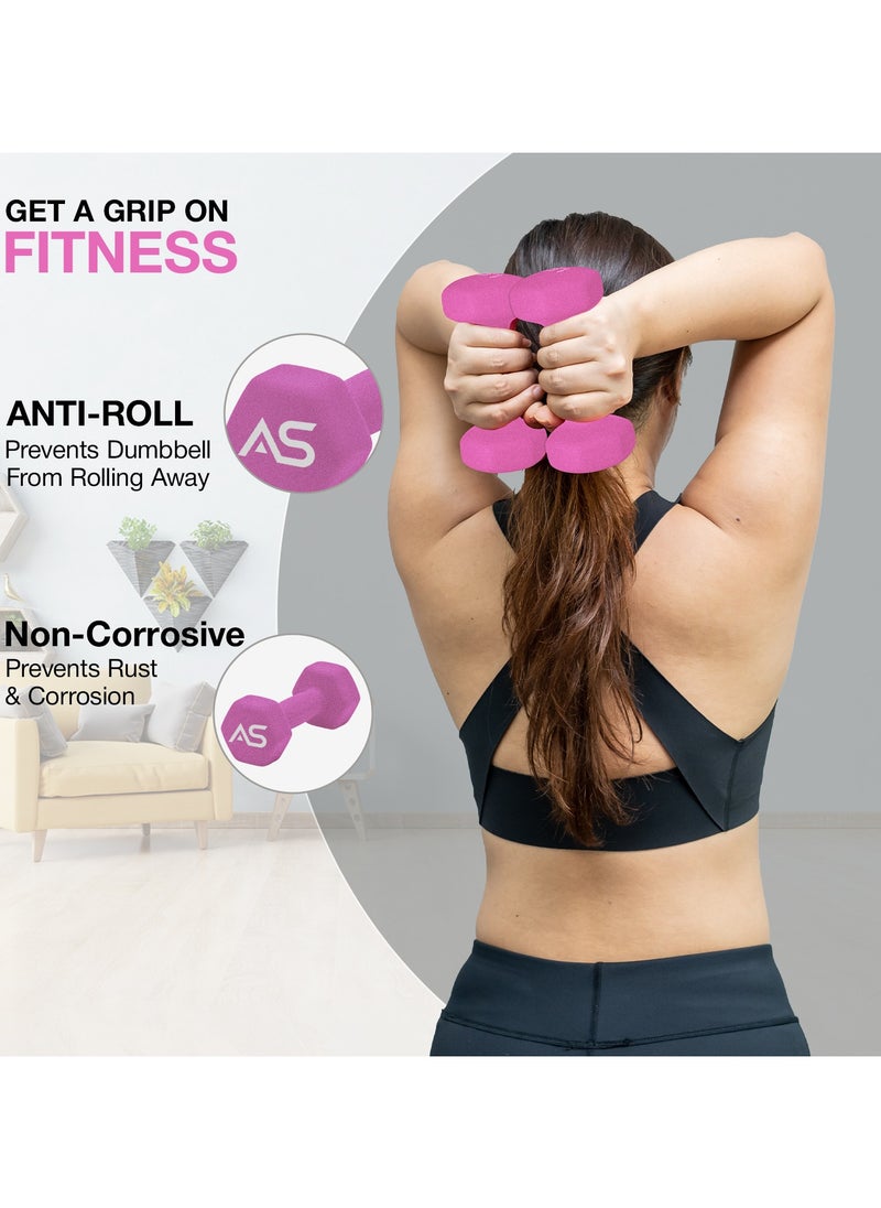 Allure Sphere Sphere Neoprene Dumbbell Set For Home Gym Exercise - Anti Slip Fitness Equipment For Pilates, Cardio, Training - Anti Sweat Hex Dumbbells In 1Kg 2Kg 3Kg 4Kg 5Kg In Pair  - Image 4