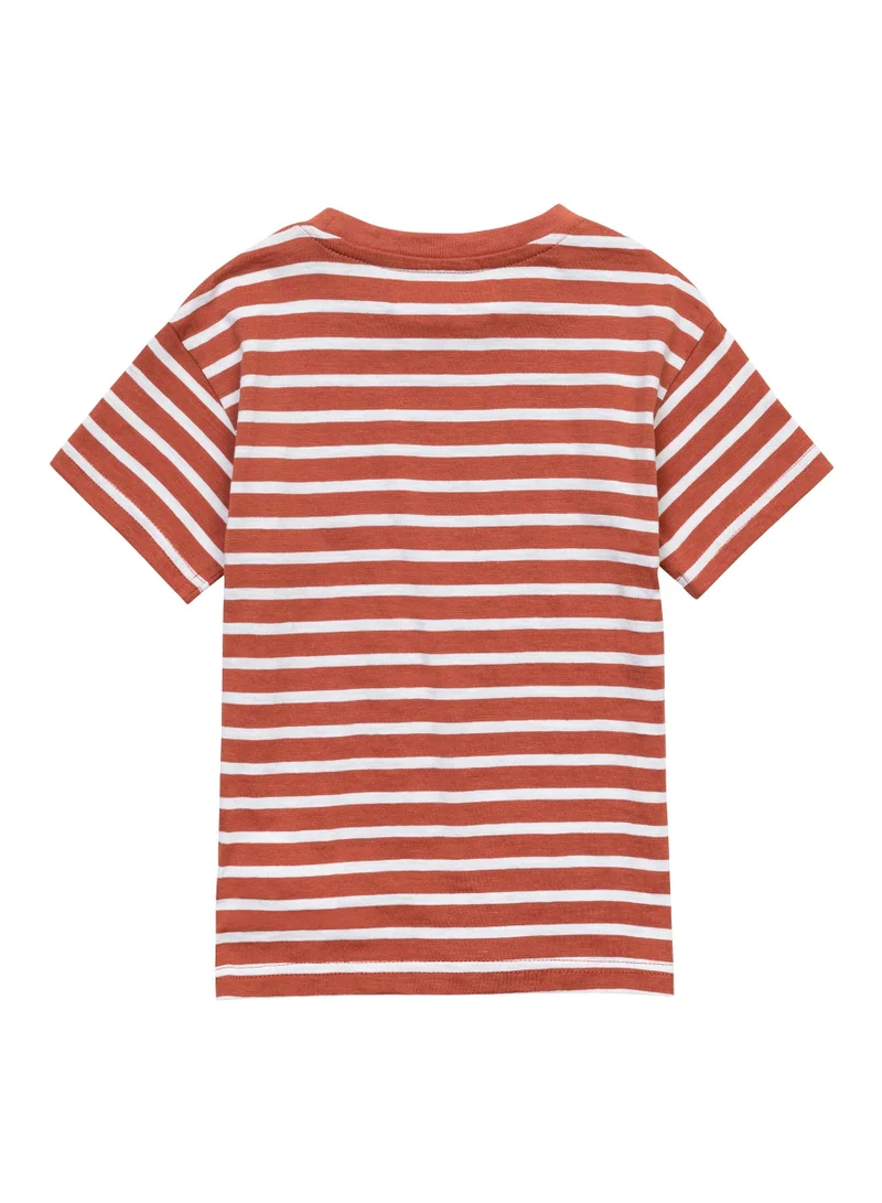 MINOTI Boys T-Shirt and Shorts Set with Stripe Print for Summer