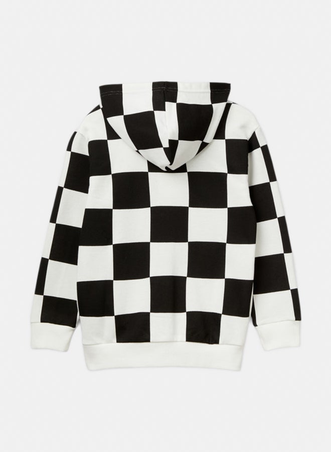 بينيتون سويتر أولاد بأكمام طويلة وقلنسوة من قطن خام - Image 3