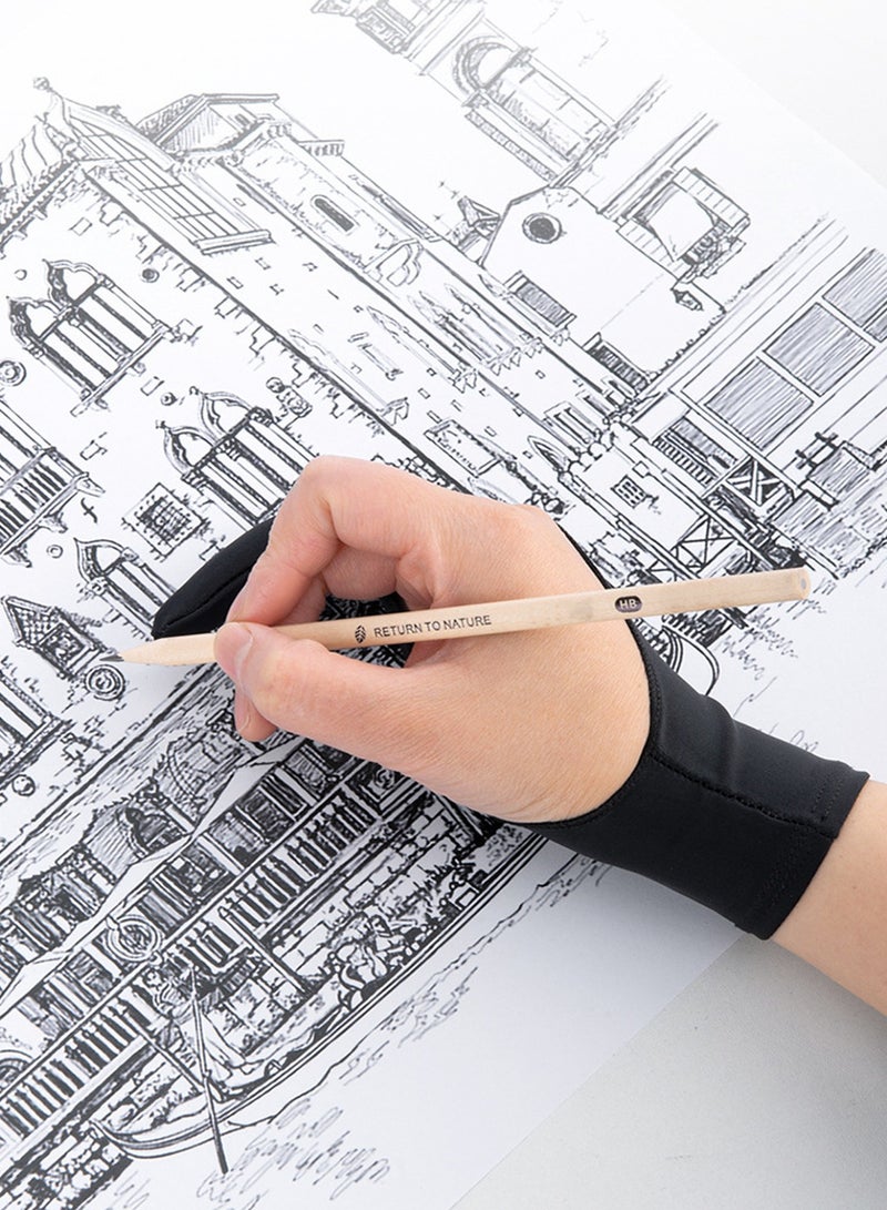 Generic 3-Layer Palm Rejection Digital Art Gloves, Two-Finger Drawing Gloves for Tablet (L)  - Image 4