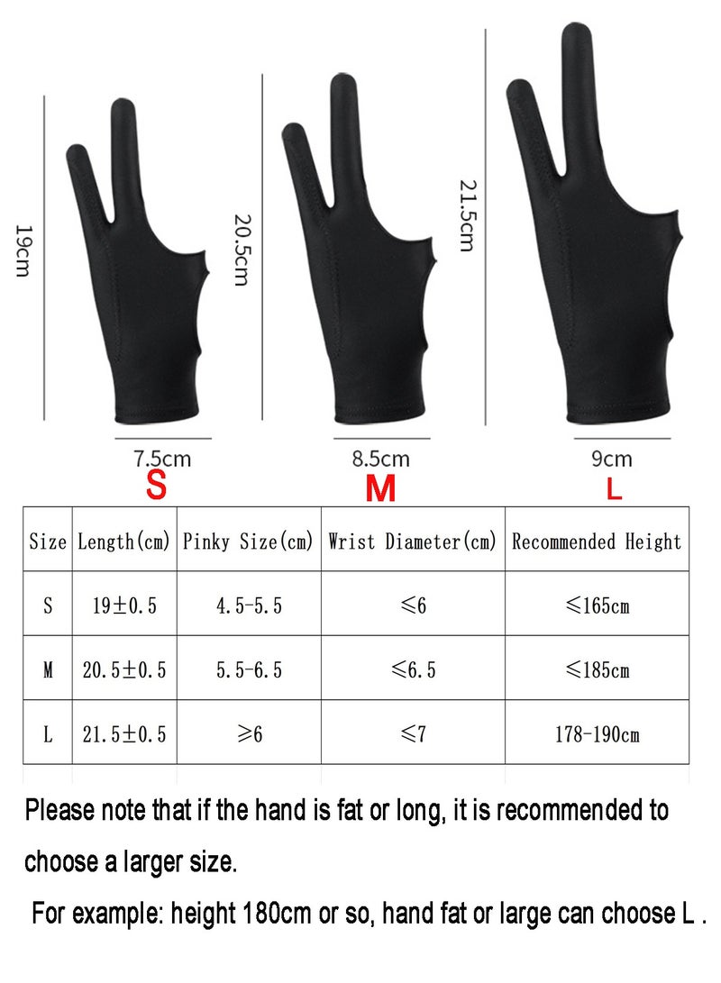Generic 3-Layer Palm Rejection Digital Art Gloves, Two-Finger Drawing Gloves for Tablet (L)  - Image 5