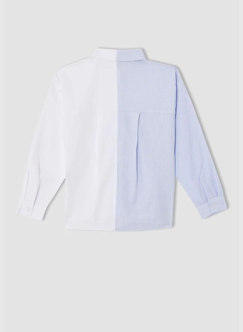 DeFacto Relaxed Fit Dual Tone Long Sleeve Shirt