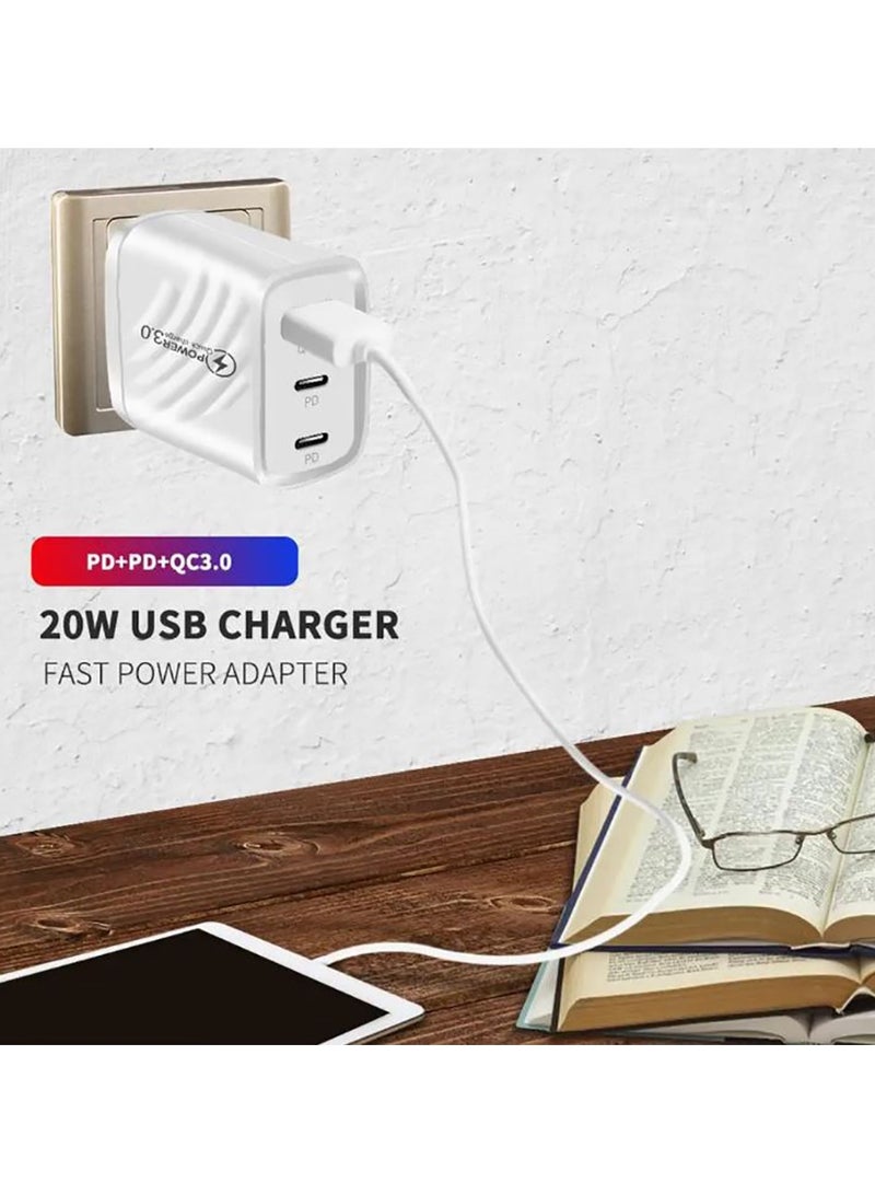 20w Fast Charge Charger,USB C Dual Port Fast Charger Adapter For iPhone15/Pro/Pro Max/Plus 14 Pro/Pro Max/Plus Samsung Galaxy S24/S23/S22 Ultra Mobile Phones Chargers QC3.0 UK Plug - Image 4